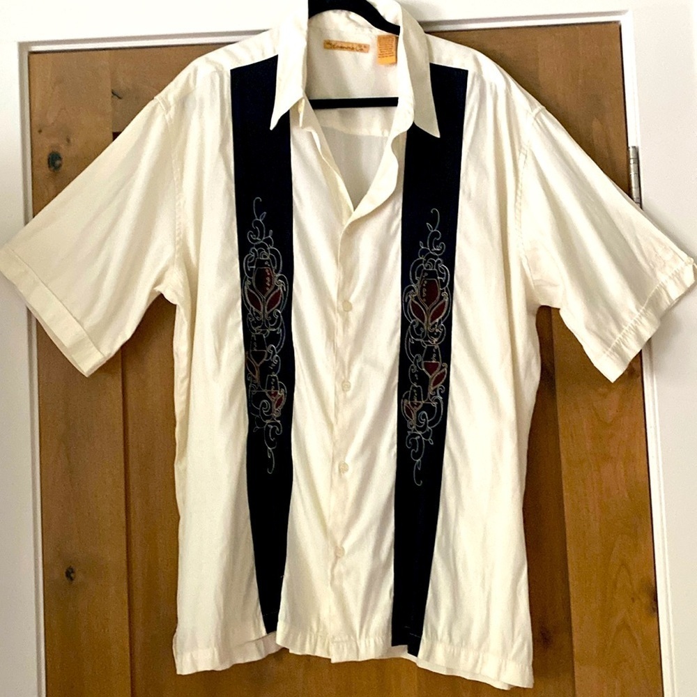 Men's 2XLT Havanera Co. Button down Shirt Wine Detail panels vacation Resort